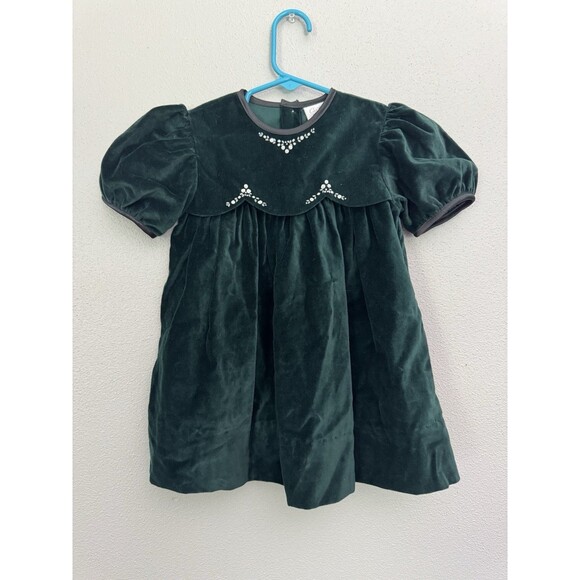 Carter’s Dark Green Velvet Dress 18 Months Girls Excellent Condition - Picture 1 of 10